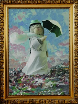 RALF PETERS - Woman with a parasol, facing left, 2023